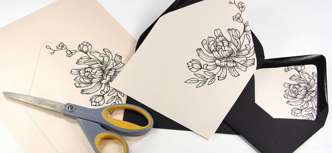 DIY lined euro flap envelopes. Download free euro flap liner outline templates, print on any 8 1/2 x 11 paper, cut.