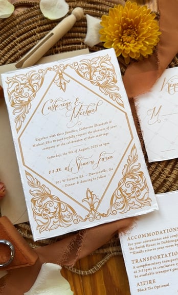 invitation suite by Helenly Design Co using LCI Paper Deckle Edge Cards