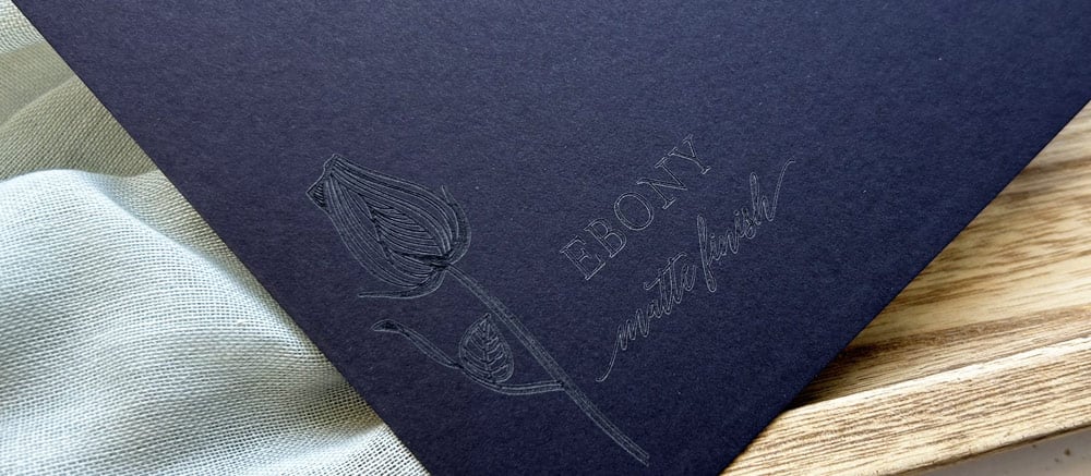 Black card stock with laser etching, perfect for monograms, logos, branding
