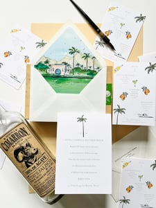 wedding invitation suite by Haley Brown using LCI Paper's white envelopes and envelope liner printing services
