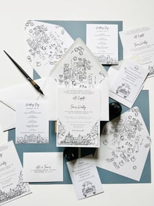 simple black and white invitation suite by Haley Brown using LCI Paper's white envelopes, enevelope liners and cardstock