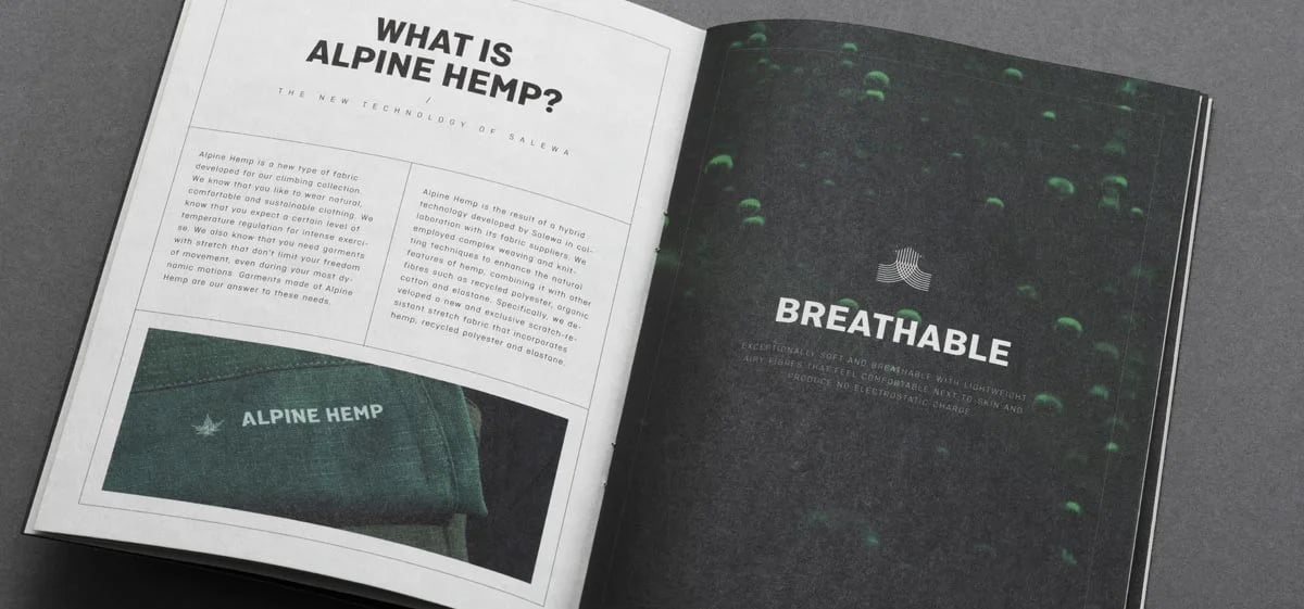 Sustainable clothing brand brochure printed on hemp