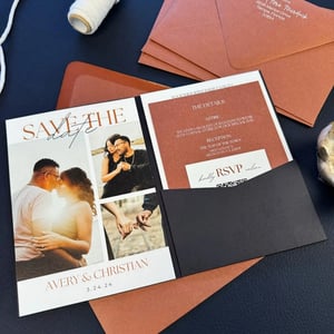 A7.5 Sepia envelopes with 5x7 Pocketfold Invitation Set by LCI Paper