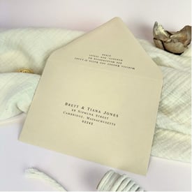 All Formal by Kestrel Montes font example on Light Moss envelope