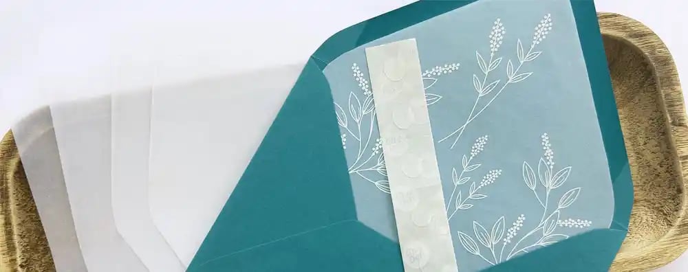 Glue dots for vellum envelope liner paper