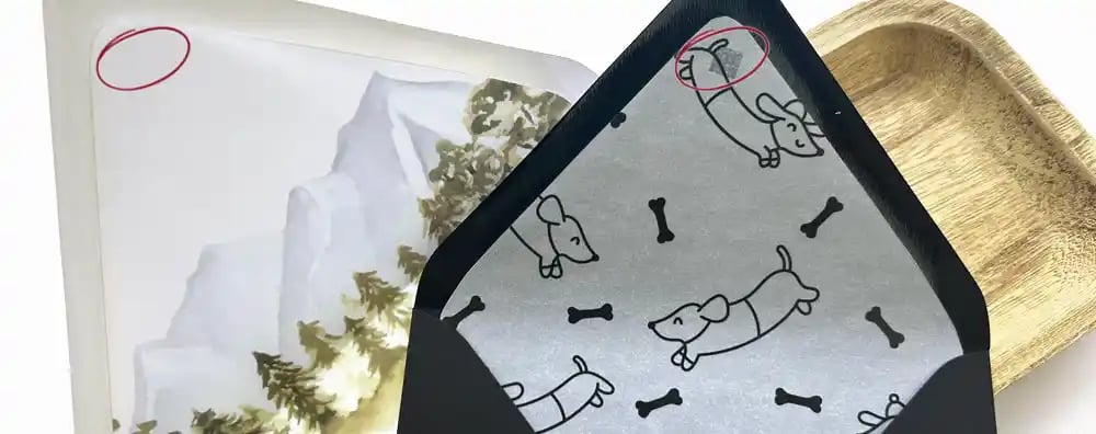 Vellum liners in light envelopes vs dark envelopes