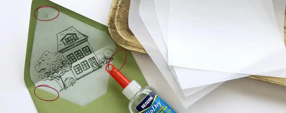Envelope liners glued with zipdry