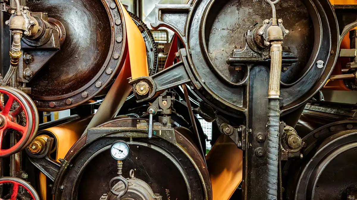 Historic 1800s paper making machine at Gmund Paper Mill