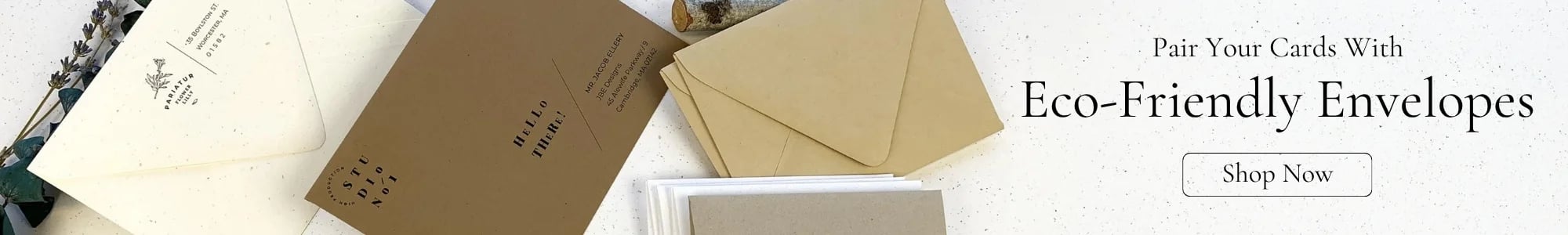 Pair your cards with eco-friendly envelopes, blank or printed at LCI Paper