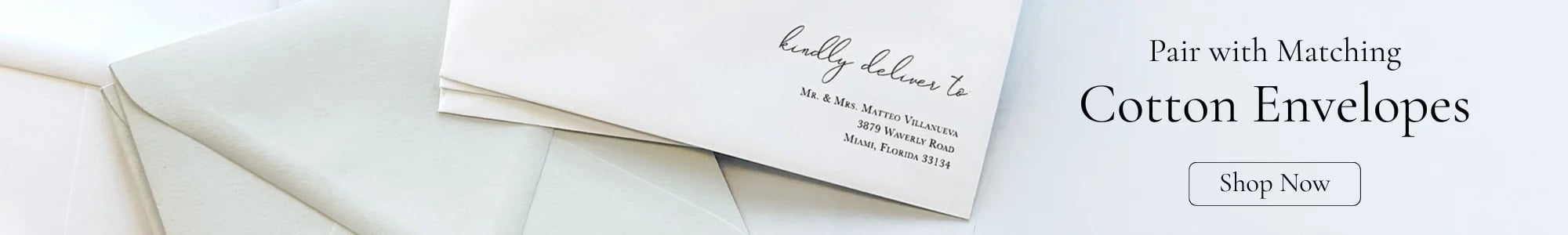 pair cotton cards with matching 100% Cotton Envelopes, blank or printed with LCI Paper