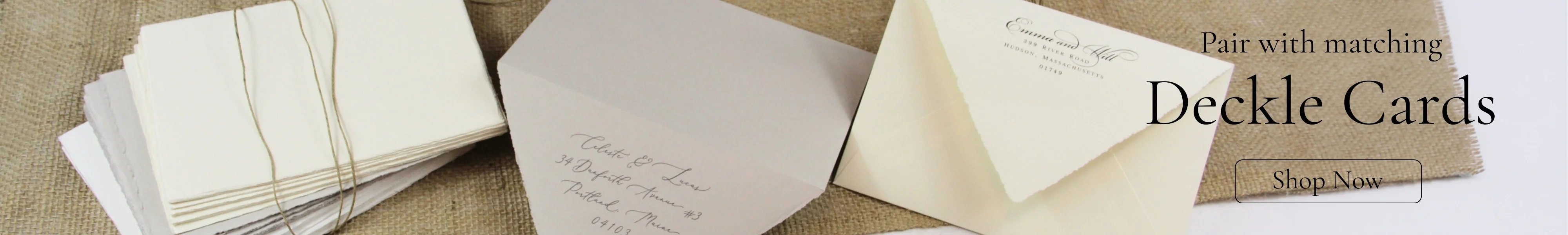 pair your cards with matching Deckle Edge Envelopes, blank or printed at LCI Paper