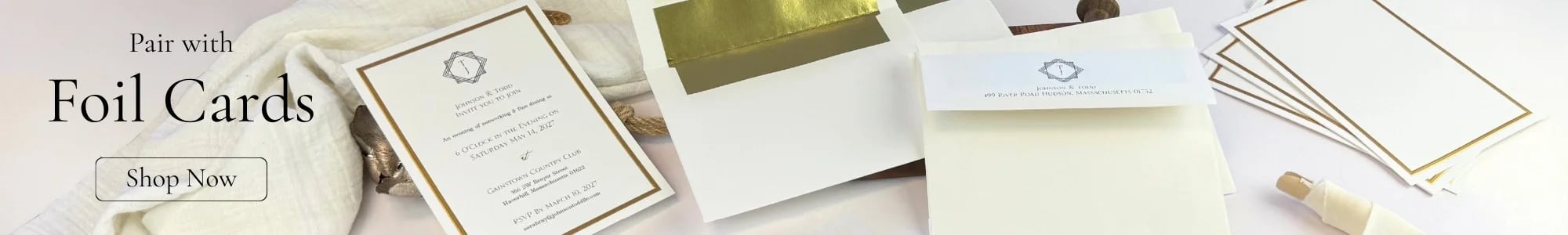 pair pre-lined envelopes with matching foil border cards at LCI Paper