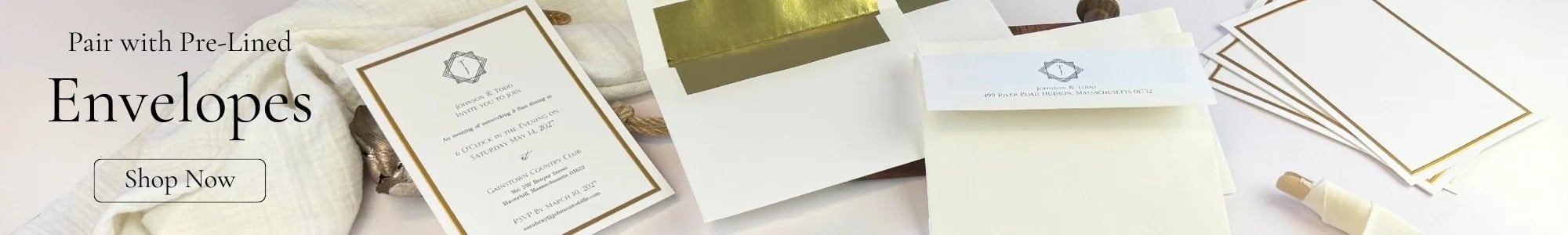 pair foil border cards with matching pre-lined envelopes at LCI Paper