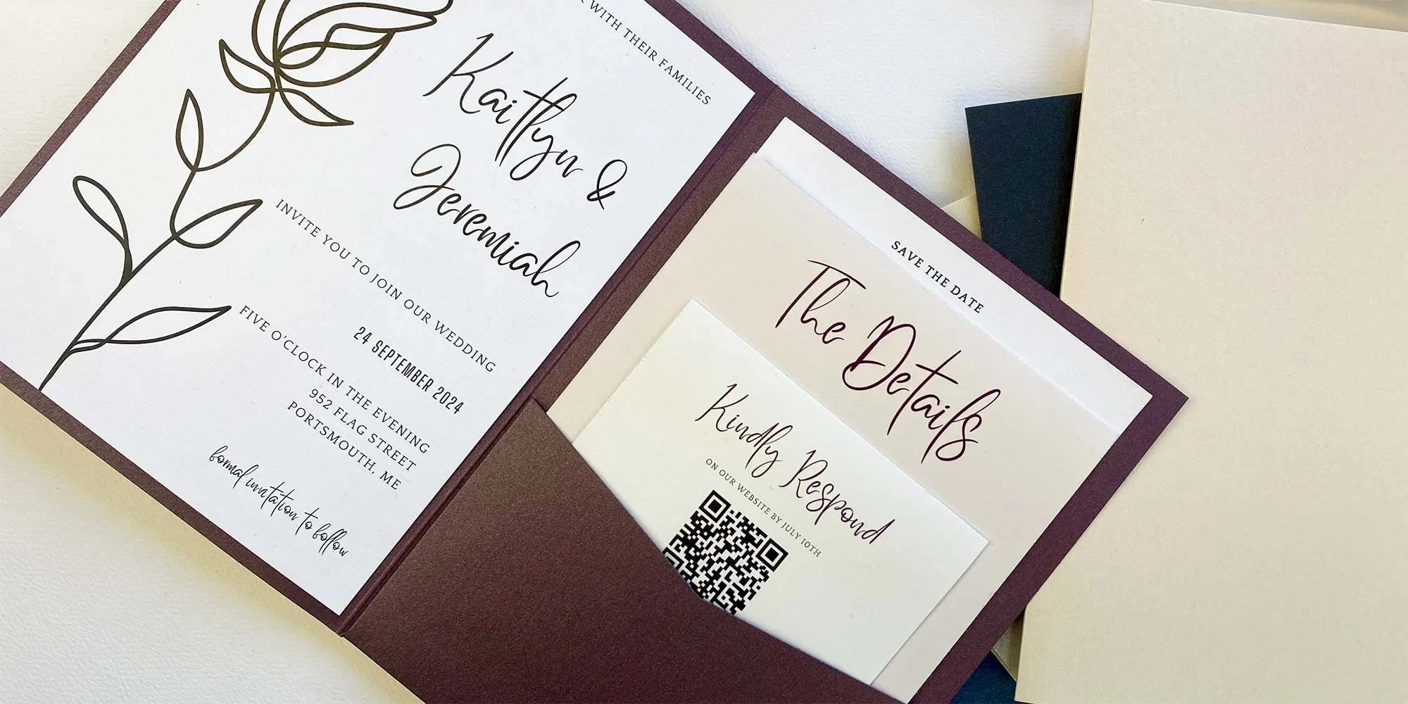 Metallic finish invitation pockets